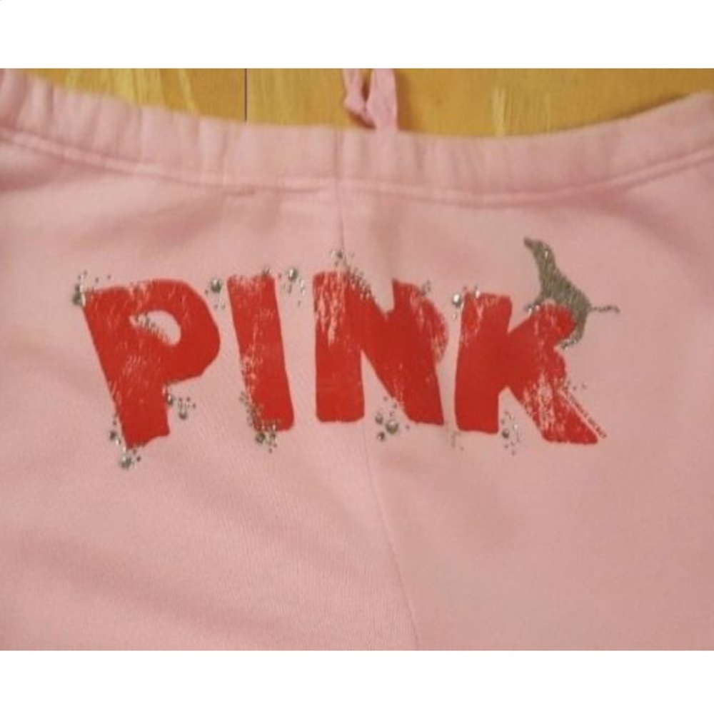 VS PINK Sz Small BLING SWEATPANTS True Pink Love Victoria's Secret Vintage